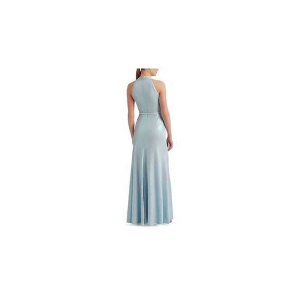 RALPH LAUREN Womens Light Blue Belted Lined Sleeveless Full-Length Gown Dress 16 - Picture 2 of 4